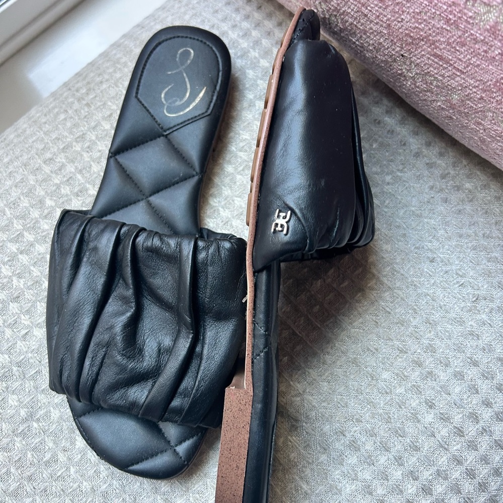 Sam Edelman Elegant Black Leather Slide Sandals